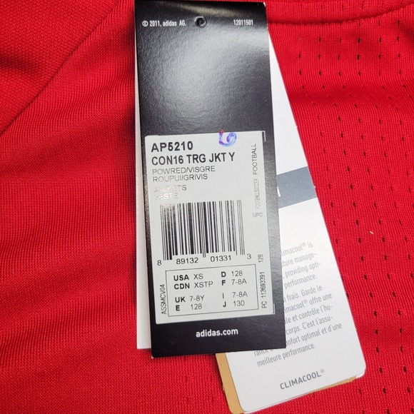 Adidas Soccer Jacket Kids Size XS Condivo 16 Red Full Zip AP5210 Track - Picture 9 of 14
